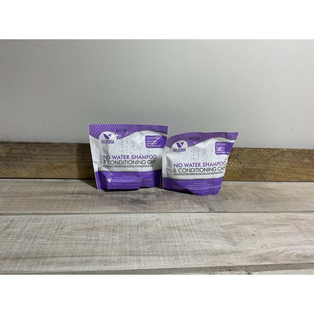 No Rinse Shampoo Conditioning Cap Hair Wash Caps 2 Pack Medosa Sealed Exp 01/28